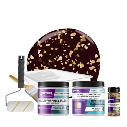 Beyond Paint Countertop Makeover Kit with Paint, Sealer, Flecks and Tools for Countertops, Mocha - color: Mocha