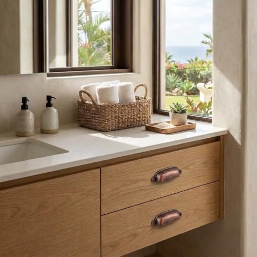 khtumeware 10 Pack Antique Copper Cup Pulls 5 Inch Center to Center - Cabinet & Drawer Handles for Kitchen Hardware - color: Antique Copper, size: 5"(128mm) Hole Center