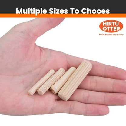 100 pcs 5/16" x 2" Wooden Dowel Pins, Hardwood, Kiln-Dried Fluted & Beveled Design for Easy Insertion for Woodworking, Furniture, Crafts & DIY Projects (M8 x 50) - size: 5/16" x 2"