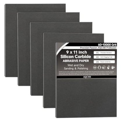 12-Sheet Premium 600 Grit Wet Dry Sandpaper, 9 x 11 Inch - style: 600Grit