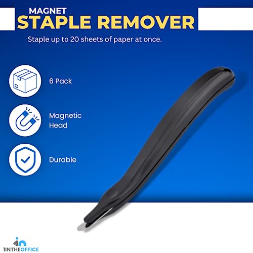 1InTheOffice Staple Remover Tool, Staple Puller, Staple Remover Stick, Magnetic, Black, 6 Pack