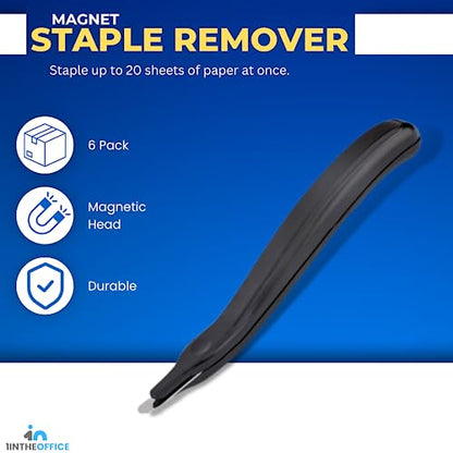1InTheOffice Staple Remover Tool, Staple Puller, Staple Remover Stick, Magnetic, Black, 6 Pack