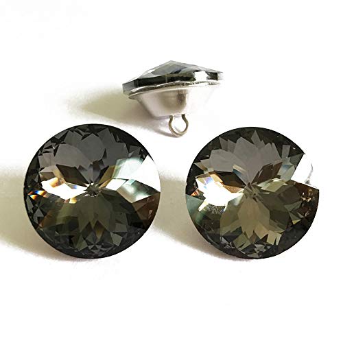 25PCS 25mm Crystal Glass Buttons Sewing Rhinestone Buttons (Black ZJ) - color: Black Button(ZJ)