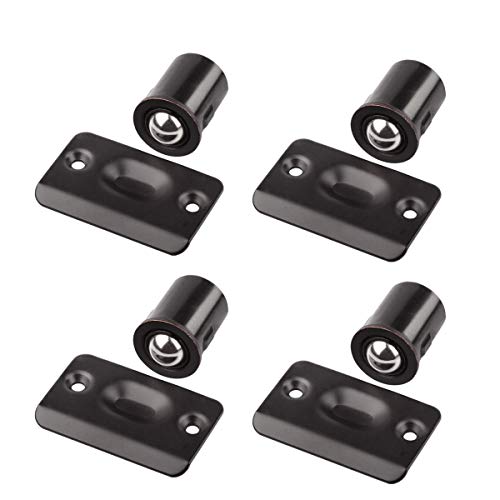 HOMOTEK 4 Pack Drive in Ball Catch with Strike Plate for Closet Doors, Oil Rubbed Bronze, 13/16 Inch x 1-1/8 Inchs,Die-cast, Adjustable Tension Ball - color: Oil Rubbed Bronze