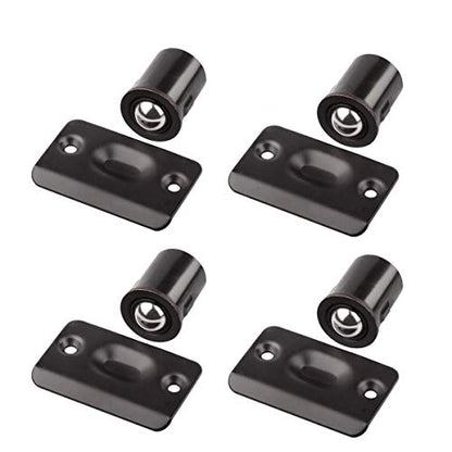 HOMOTEK 4 Pack Drive in Ball Catch with Strike Plate for Closet Doors, Oil Rubbed Bronze, 13/16 Inch x 1-1/8 Inchs,Die-cast, Adjustable Tension Ball - color: Oil Rubbed Bronze
