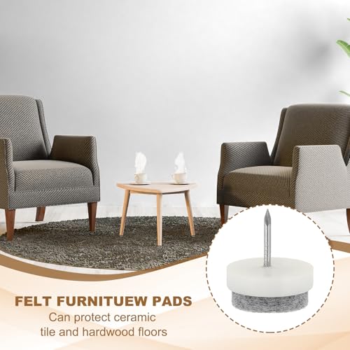 PATIKIL 22 mm Nail-on Felt Pads 40Pcs Round Felt Furniture Sliders White - color: White, size: 22 mm