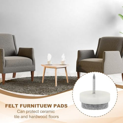 PATIKIL 22 mm Nail-on Felt Pads 40Pcs Round Felt Furniture Sliders White - color: White, size: 22 mm