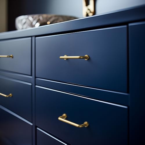 Goo-Ki 6 Pack 3" Center to Center Brushed Gold Modern Cabinet Pulls Solid Contemporary Home Improvement Hardware Drawer Pulls Zinc Alloy Kitchen Handles - color: Brushed Gold, size: 3'' Center to Center