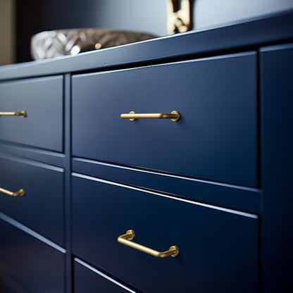 Goo-Ki 6 Pack 3" Center to Center Brushed Gold Modern Cabinet Pulls Solid Contemporary Home Improvement Hardware Drawer Pulls Zinc Alloy Kitchen Handles - color: Brushed Gold, size: 3'' Center to Center