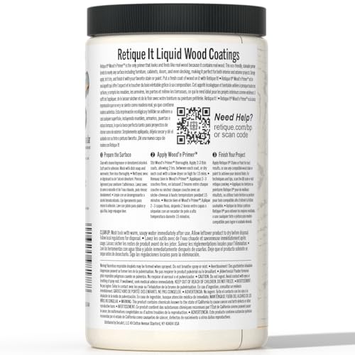 Retique It Wood'n Primer - Paint it then stain it - Stainable Wood Fiber Paint (Bleached Wood, Large) - color: Bleached Wood, size: 32 Fl Oz (Pack of 1)