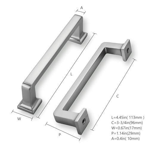 khtumeware 10 Pack Brushed Nickel Cabinet Pulls, 3-3/4 Inch(96mm) Hole Centers Solid Satin Nickel Cabinet Handles Kitchen Hardware Straight Bar for Cabinets and Drawer Pulls - color: Brushed Satin Nickel, size: 3-3/4"(96mm) Hole Center, style: 10-pack