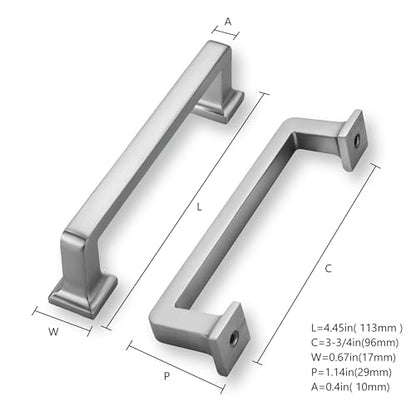 khtumeware 20 Pack Brushed Nickel Cabinet Pulls, 3-3/4 Inch(96mm) Hole Centers Solid Satin Nickel Cabinet Handles Kitchen Hardware Straight Bar for Cabinets and Drawer Pulls - color: Brushed Satin Nickel, size: 3-3/4"(96mm) Hole Center, style: 20-pack
