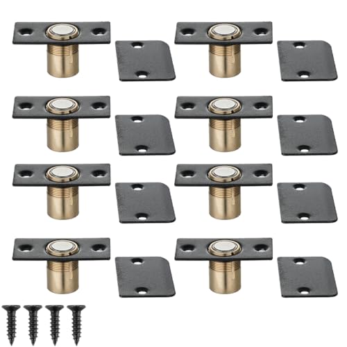 JQK Closet Magnetic Door Ball Catch Hardware, 430 Stainless Steel Catch Adjustable with Strike Plate, Black Finish 8 Pack, HBC120-BK-P8 - color: Black, size: Magnetic 8 Pack