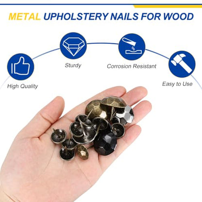Metal Upholstery Nails for Wood 1"x1" Furniture Tack 60 Pcs - color: Antique-brass, size: 1" x 1"
