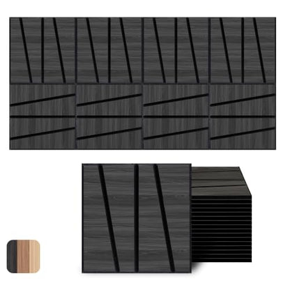 WoveN SounD Acoustic Wall Panels, Black Oak, 16 Pack, 12x12 in - color: Cut Prism, Black Oak, 16 Pack