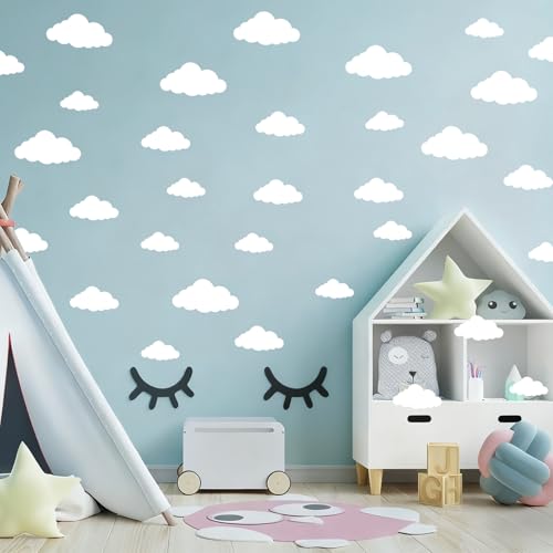 White Cloud Wall Decals, 8 Sheets 104 Pcs - color: White Cloud