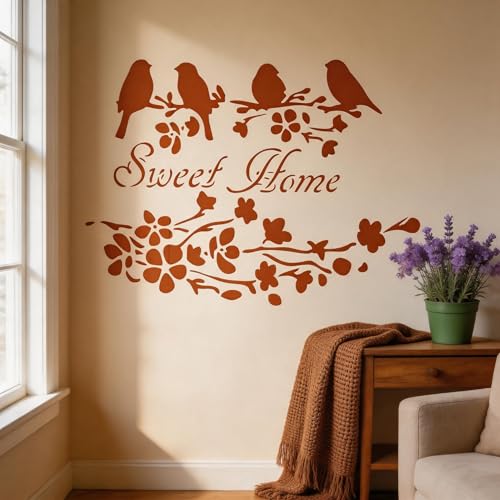 TIAMECH A4 Reusable Sweet Home Bird Stencil for Painting - style: Sweet Home Bird