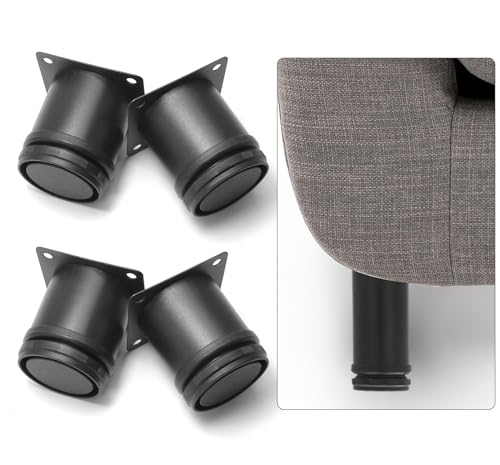 2.5 Inch Adjustable Furniture Legs, Set of 4, Black - size: 2.5 Inch / 60mm