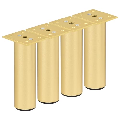 4 Inch Aluminium Alloy Metal Furniture Legs, Set of 4 Round Gold - color: Black, size: 4"/10cm