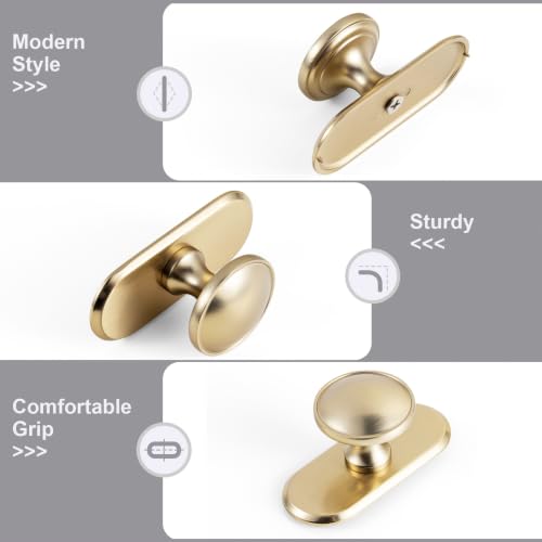 6Pack Champagne Bronze Cabinet Knobs with Backplate Drawer knobs - color: Champagne Bronze, style: Cutout