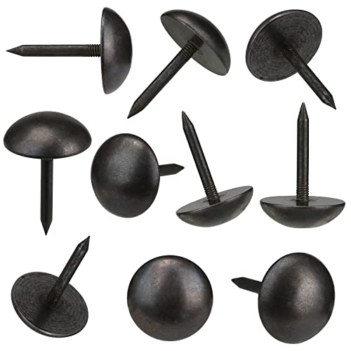 Retro Solid Pure Brass Tacks as Antique Upholstery Nails for Furniture, Decorative Push Pins for Wood,Carpet Tacks,Hardware Tacks,Cap Nails,Thumb Tacks，Brass Fasteners（7/10",18mm Black Color,10 Pcs) - color: Black Brass, size: 7/10”