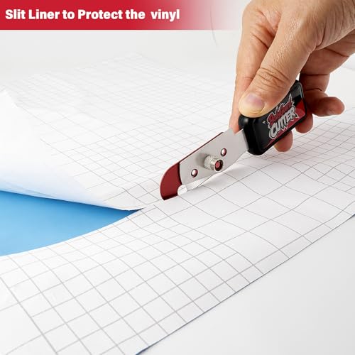 Gomake Vinyl Backing Cutter Bodyguard Vinyl Wrap Cutting Knife, Hidden Blade Wrapping Paper Roll Cutter Vinyl Cutter for Car Tinting and Backing Paper Cutter with 10 Titanium Coated Blades
