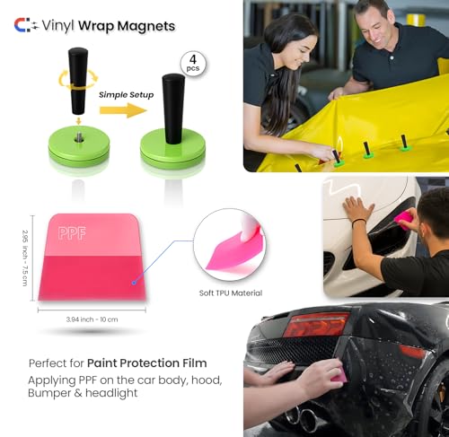 Vinyl Wrap Tool Kit Car Wrap Kit Vehicle Wrapping Tools with Felt Squeegee Utility Knife Magnetic Holders Gloves PPF Tools Stick Tucking for Wraps Automotive Window Tint Tool Installation