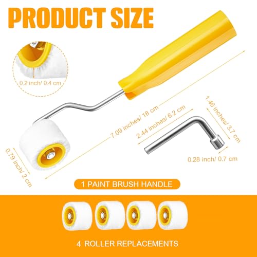 Honeydak 4 Pack Mini Paint Roller with Replacement Heads, 0.8 Inch - size: 0.8 Inch