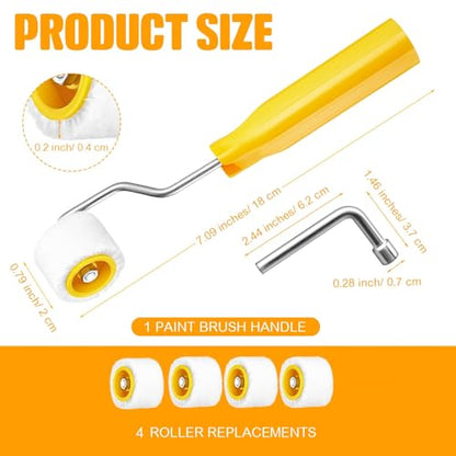 Honeydak 4 Pack Mini Paint Roller with Replacement Heads, 0.8 Inch - size: 0.8 Inch