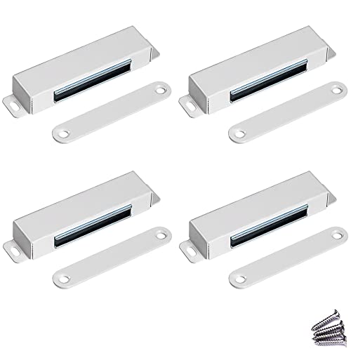 WOOCH Door Magnetic Catch - 90lb High Magnetic Stainless Steel Heavy Duty Catch for Kitchen Bathroom Cupboard Wardrobe Closet Closures Cabinet Door Drawer Latch (3.7 in White, 4-Pack) - color: White, size: 4 Pack
