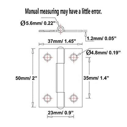 10pcs 304 Stainless Steel 2-inch Folding Butt Hinges Home Furniture Hardware Door Hinges for Case Lid Wooden Jewelry Box Lid (50mm x 37mm x 1.2mm) - size: 10pcs 2-inch w Screws