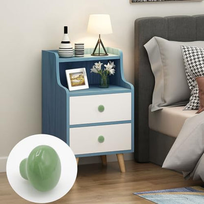10-Pack Ceramic Cabinet Knobs Green 32mm Round Drawer Pull - color: Green