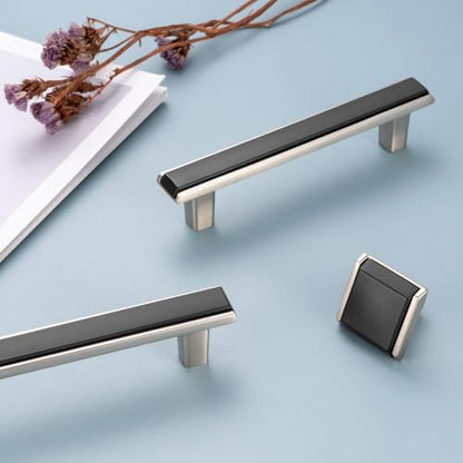 Black and Nickel Cabinet Pulls & Handles 3-3/4 Inch 10 Pack 2281 - color: Matte Black & Brushed Nickel, size: 3-3/4 In Hole Distance, style: 10 Pack