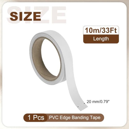 uxcell PVC Edge Banding Tape 3/4" Pure White Peel Stick Edging Trim - color: Pure White, size: 3/4"