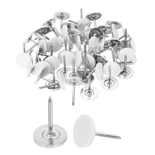 uxcell 200Pcs Push Pins, 11mmx13mm Round Flat Head Decorative Thumb Tacks Upholstery Tacks for Cork Board Office Wall Hangings, White - color: White, size: 11mmx13mm