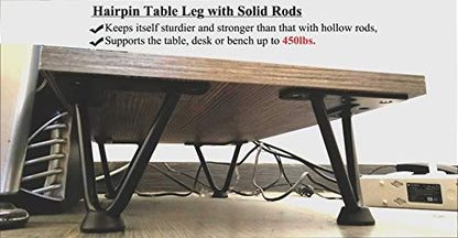 Osring 4 Inch Hairpin Legs 3/8" Dia 2 Rods, Black Furniture Table Feet 4pcs - color: Black, size: 4 Inch