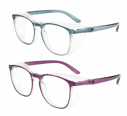 Alsenor Safety Glasses Anti Fog Goggles Protective Eyewear Blue Light Blocking Anti Dust UV Protection Glasses For Men Women (2 Pack(new-blue+new-purple)) - color: 2 Pack (New Blue + New Purple)