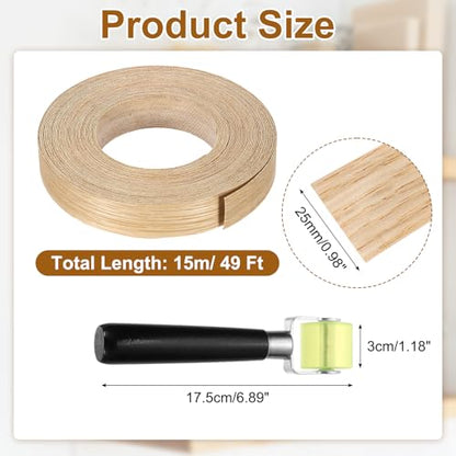 uxcell 1" x 49 ft Wood Edge Banding Pre-Glued Iron On Strip White Oak - color: White Oak, size: 1" x 49 ft