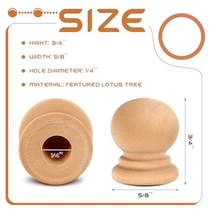 Pinkunn 30 Pcs Wood Drawer Knobs Finial Dowel Rod Unfinished, Classic Ball - style: Classic