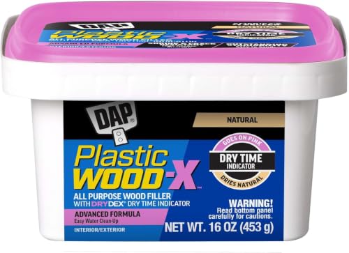 DAP Plastic Wood-X with DryDex Wood Filler, Natural, 16 Oz (7079800542) (Pack of 8) - size: 16 oz (Pack of 8)