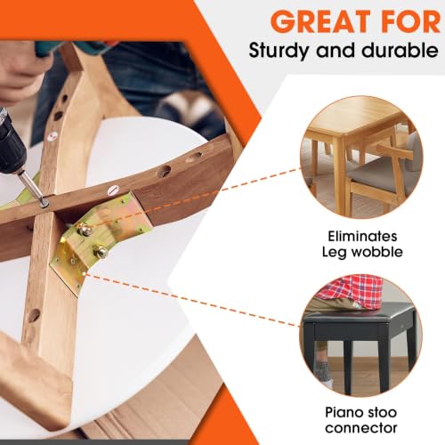 Table Leg Corner Brackets Heavy Duty with 90 Degree L Brackets 8PCS - color: Yellow