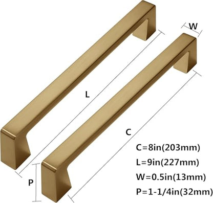 khtumeware 2 Pack Champagne Bronze Cabinet Pulls 8 Inch(203mm) Hole Centers,Satin Brass Cabinet Pulls Kitchen Cabinet Hardware for Cupboard Gold Drawer Handles Dresser Pulls - color: Champagne Bronze, size: 8 inch hole center
