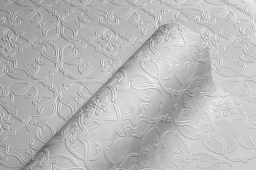 Brewster Home Fashions Maxwell White Paintable Textured Vinyl Wallpaper, Unpasted, Washable, Strippable, 21 in x 33 ft