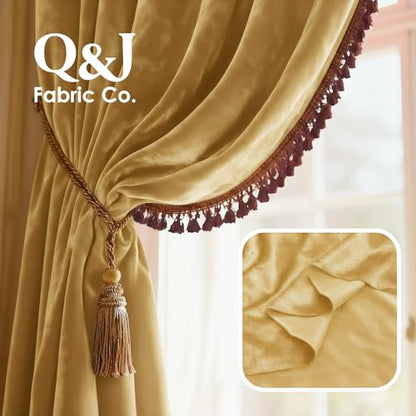 Deep Gold 2‑Way Stretch Velvet Fabric 1 Yards 60 Inch Wide - color: Deep Gold, size: 1 Yard