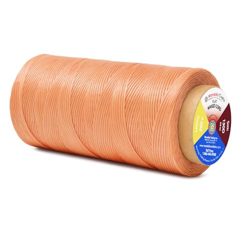 Mandala Crafts 150D 0.8mm Blush Flat Waxed Thread for Leather Sewing - color: Blush, size: Flat 150D 0.8mm 273 Yards