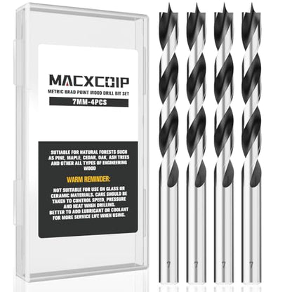 4Pcs 7MM Metric Brad Point Wood Drill Bit Set - size: 0.276" - 4pcs