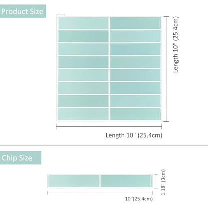 Alwayspon 10 Sheets 3D Peel and Stick PVC Backsplash Tiles, 10"x10" Self-Adhesive Wall Tile Stickers Stick on Subway Tiles for Kitchen Bathroom, Mint Green - color: T80559