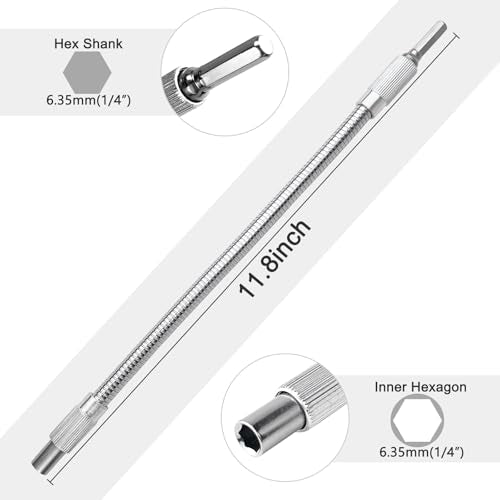 EZYoutdoor 1/4 in Hex Flexible Drill Bit Extension, 11.8 in - color: 1 Pack (11.8inch)