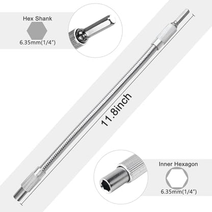 EZYoutdoor 1/4 in Hex Flexible Drill Bit Extension, 11.8 in - color: 1 Pack (11.8inch)