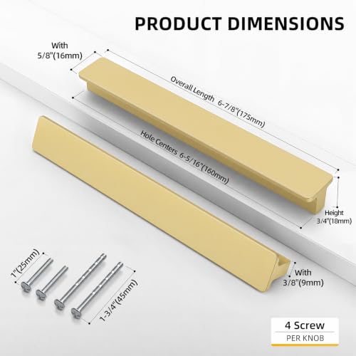 Goldenwarm 10 Pack 6-5/16 Inch Gold Cabinet Handles Dresser Drawer Pulls - color: Matte Gold, size: 6-5/16in Hole Centers
